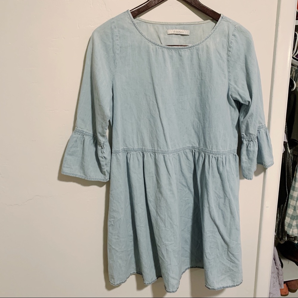 Piper & Scoot Denim Peplum Tunic with Bell Sleeves